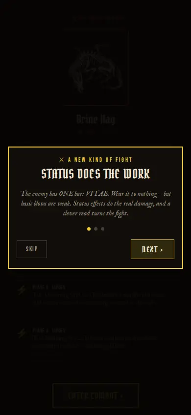 The combat encounter screen after the change: a direct owner report (